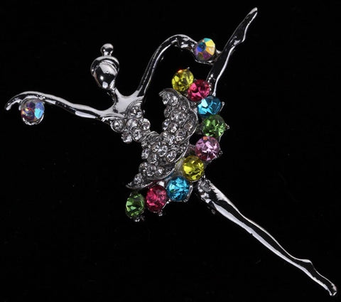 Rhinestone Ballerina Brooch